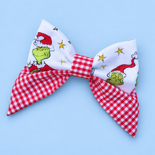 The Grinchmas Gingham Sailor Bow