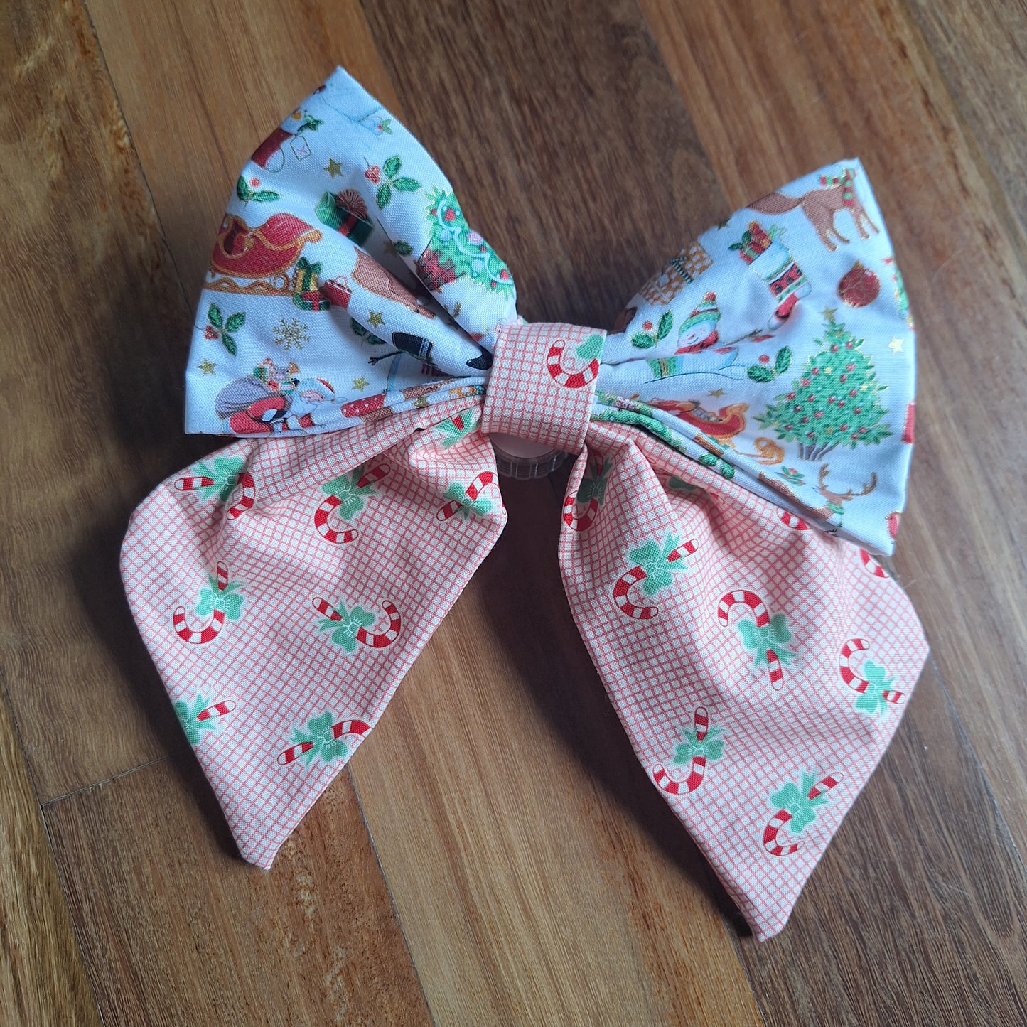 Candy Cane Christmas Sailor Bow