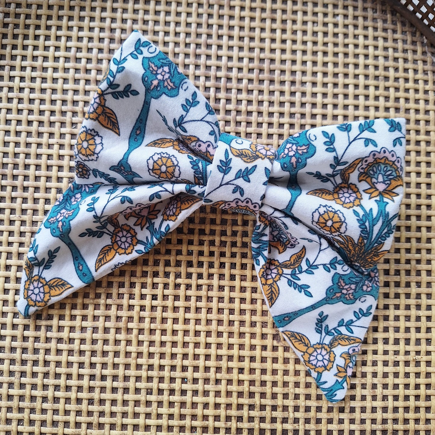 Teal & Gold Botanical Bow