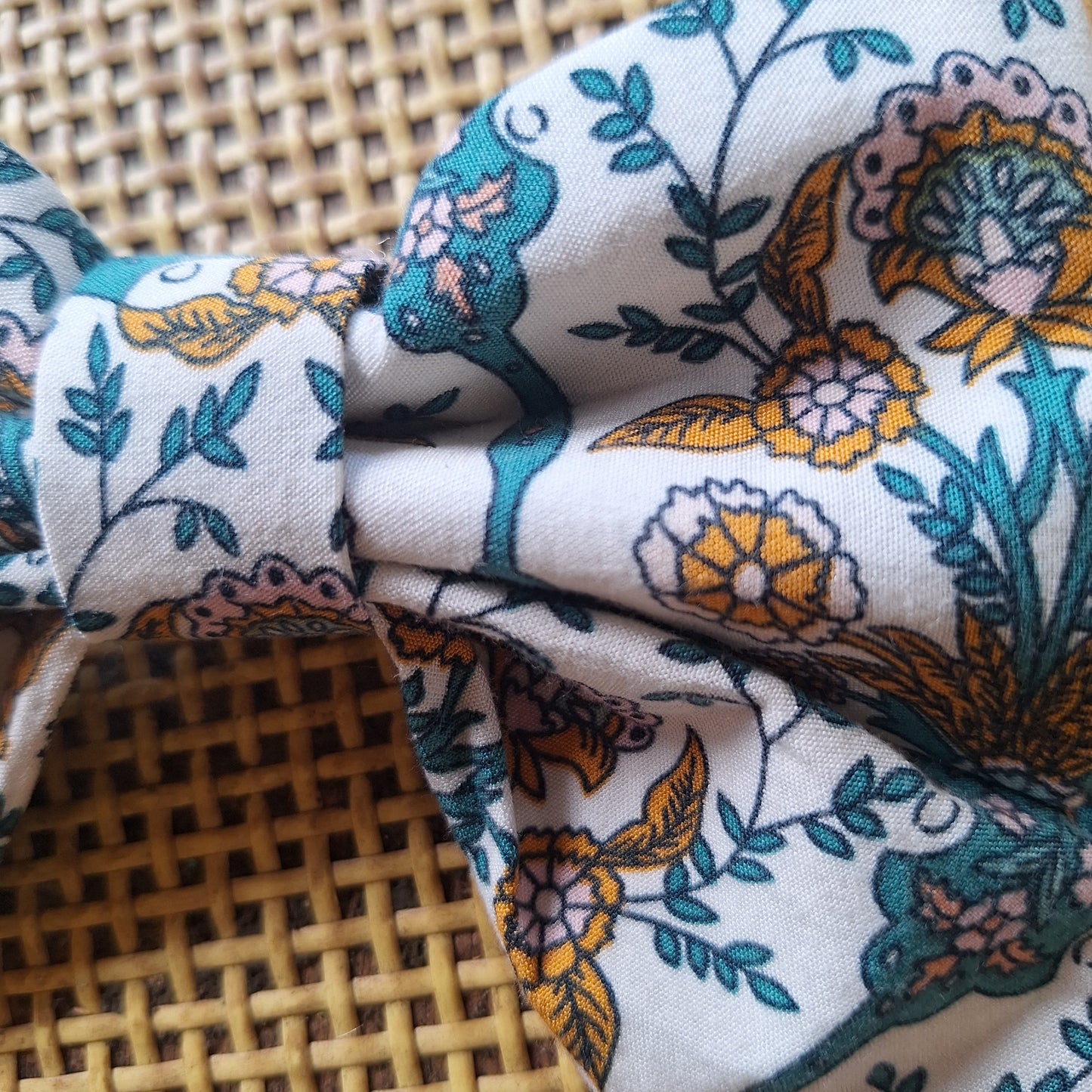 Teal & Gold Botanical Bow