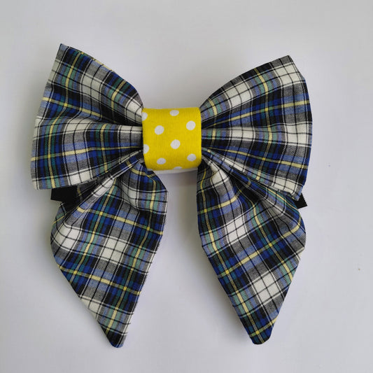Blue Tartan and Sunshine Sailor Bow